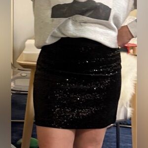 ZARA SEQUINS BLACK MINI SKIRT